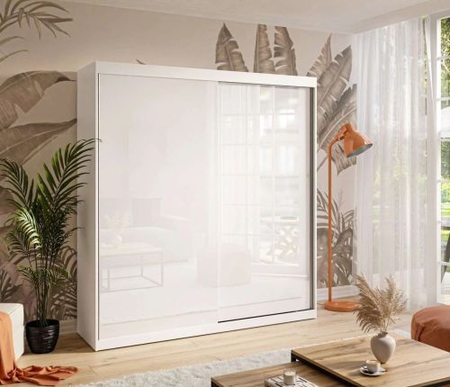 Kúpte si Šatníková skriňa s posuvnými dverami MARBELA Bielý lesk 200 x 215 x 58 za skvelú cenu.