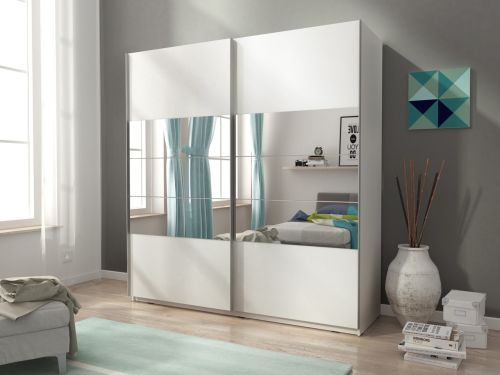 Kúpte si Šatníková skriňa s posuvnými dverami ALEXA biela + zrkadlá 150 x 214 x 63 za skvelú cenu.