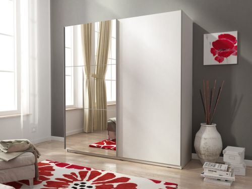 Kúpte si Šatníková skriňa s posuvnými dverami ALEXA II biela + zrkadlá 150 x 214 x 63 za skvelú cenu.