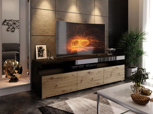 Kúpte si TV STOLÍK ALEX LED ČIERNY VYSOKÝ LESK + DUB ARTISAN 180 cm za skvelú cenu.